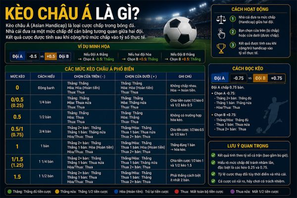 Kèo châu Á là gì? Cách đọc handicap cơ bản cho người mới